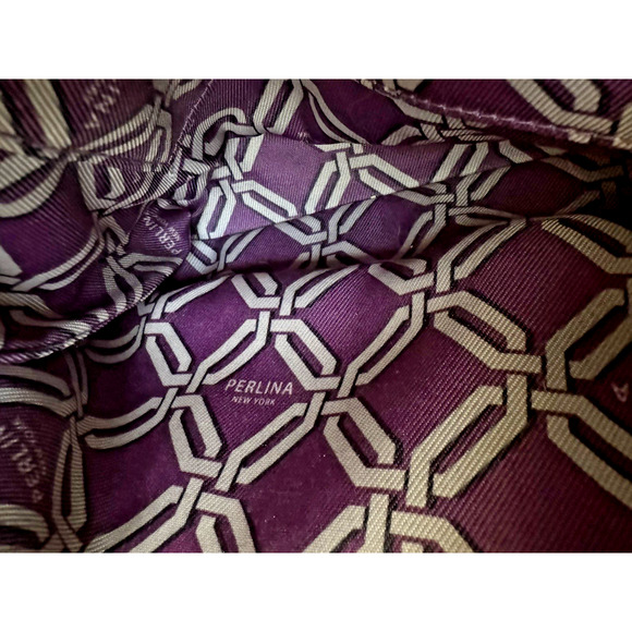 Perlina New York Crossbody Bag Caramel-Brown Leather Small Compact 9x6" Handbag - Picture 12 of 12